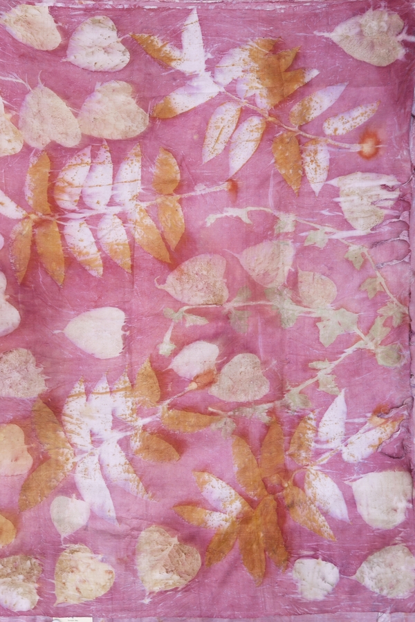 Tussar Silk Saree In Light Mauve With Leaf Design