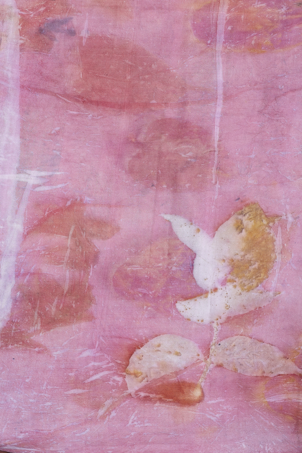 Tussar Silk Saree In Light Mauve With Leaf Design