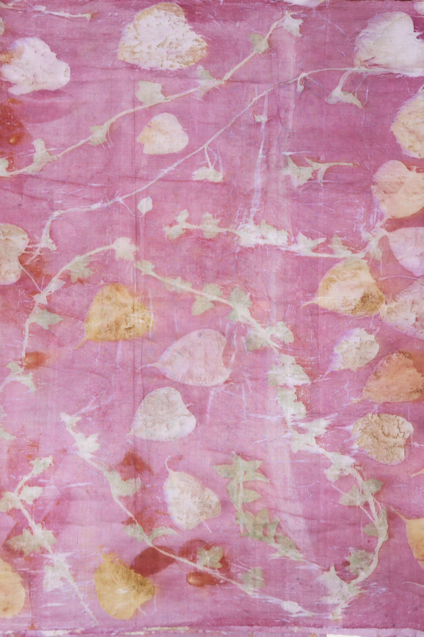 Tussar Silk Saree In Light Mauve With Leaf Design