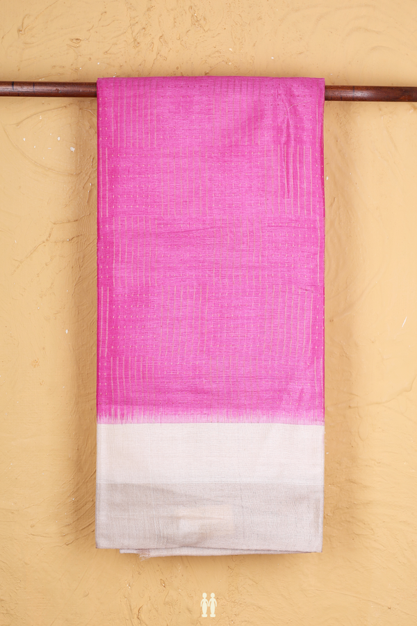Tussar Silk Saree In Lotus Pink With Allover Design
