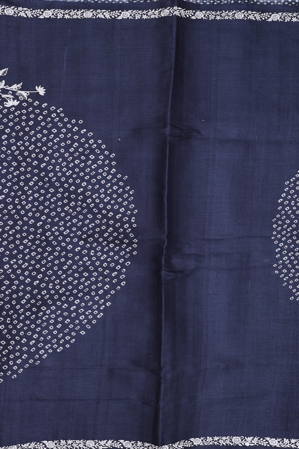 Tussar Silk Saree In Black With Printed Design