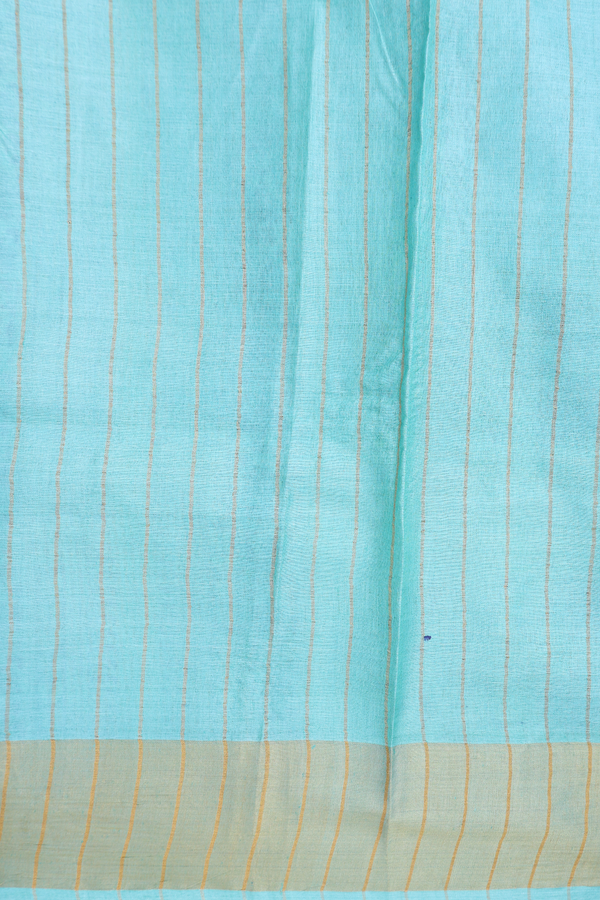 Tussar Silk Saree In Mint Blue With Floral Printed Design