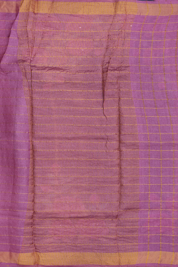 Tussar Silk Saree In Mulberry With Checks Design