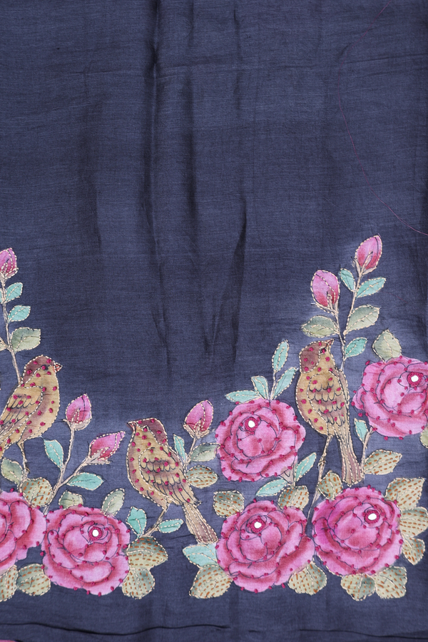 Tussar Silk Saree In Mulberry With Checks Design