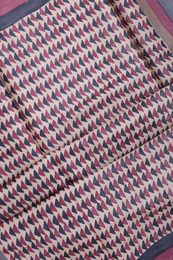 Tussar Silk Saree In Mulberry With Printed Design