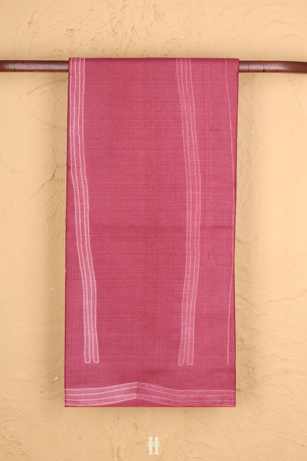Tussar Silk Saree In Mulberry With Shibori Design