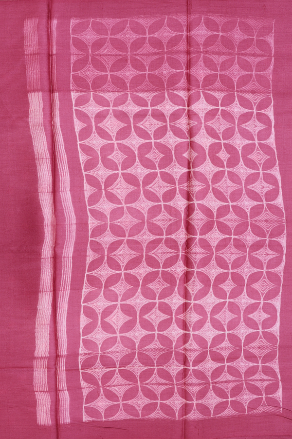 Tussar Silk Saree In Mulberry With Shibori Design