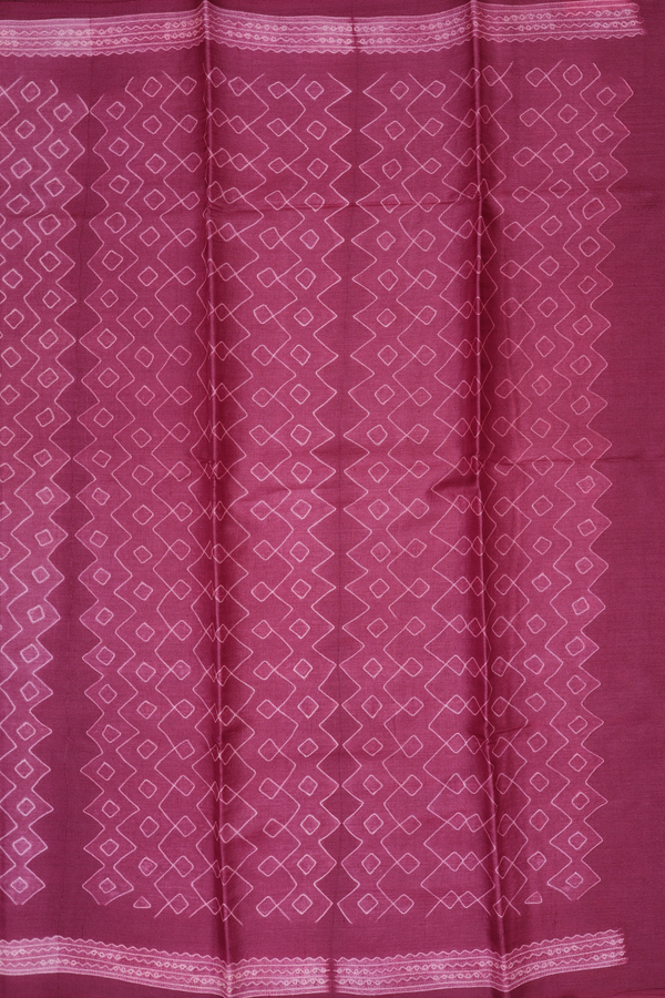 Tussar Silk Saree In Mulberry With Shibori Design