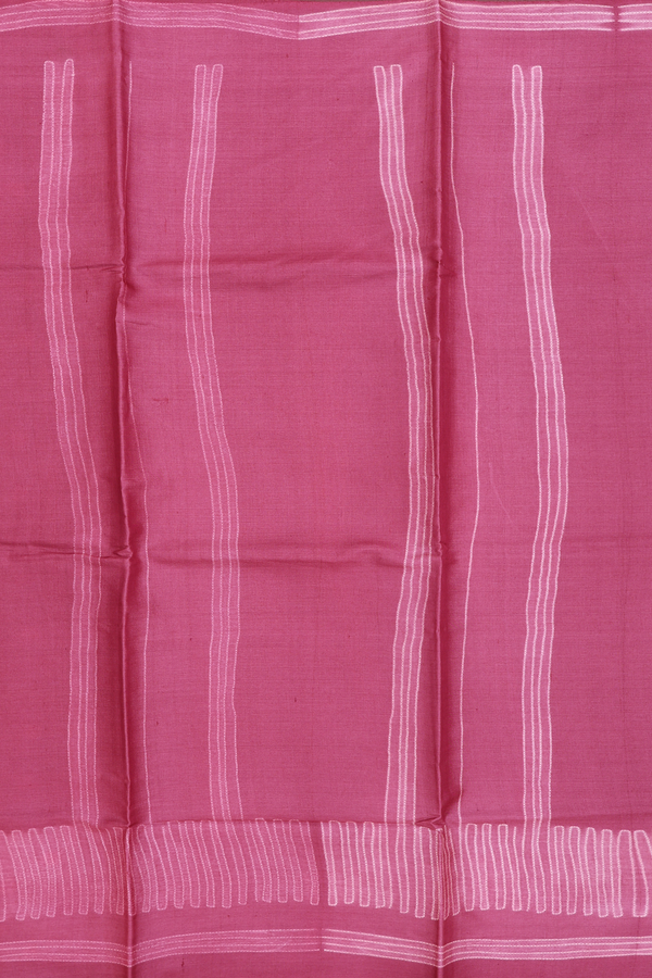 Tussar Silk Saree In Mulberry With Shibori Design