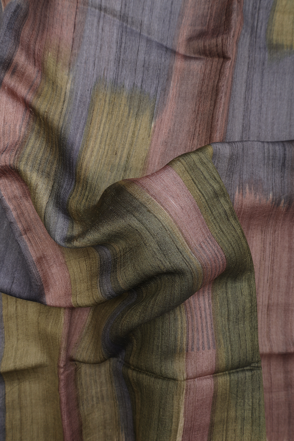 Tussar Silk Saree In Multicolor With Allover Design