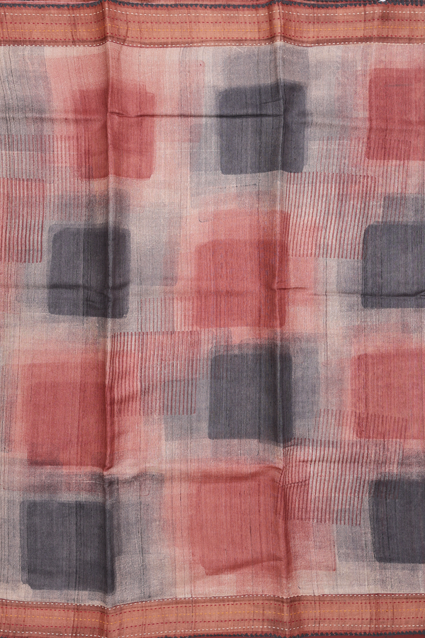 Tussar Silk Saree In Multicolor With Allover Design