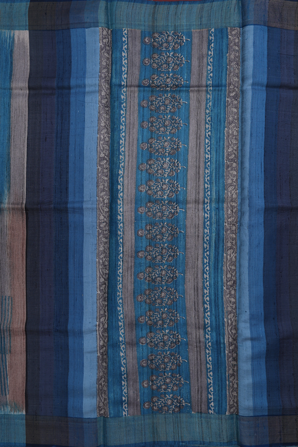 Tussar Silk Saree In Multicolor With Allover Design
