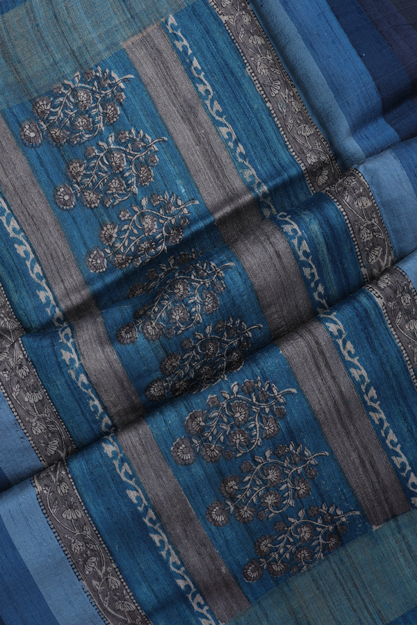 Tussar Silk Saree In Multicolor With Allover Design