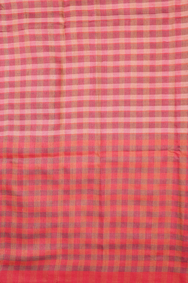 Tussar Silk Saree In Multicolor With Checks Design