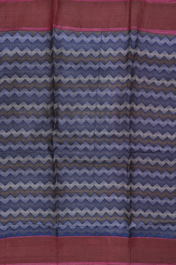Tussar Silk Saree In Multicolor With Chevron Design