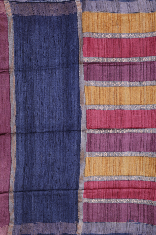 Tussar Silk Saree In Multicolor With Stripes Design