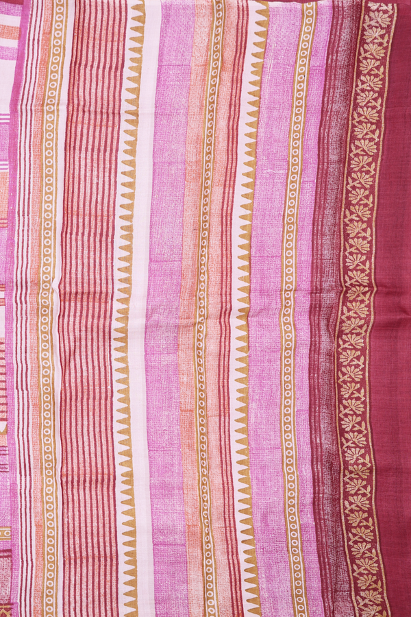 Tussar Silk Saree In Multicolor With Stripes Design