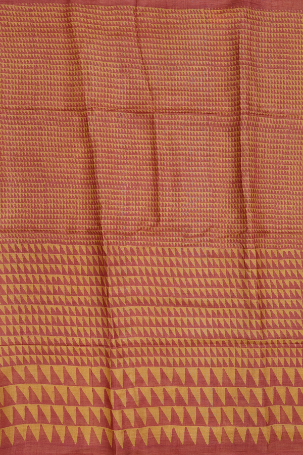 Tussar Silk Saree In Mustard Orange With Printed Design