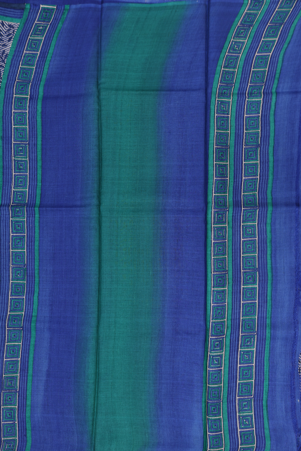 Tussar Silk Saree In Navy Blue With Printed Design