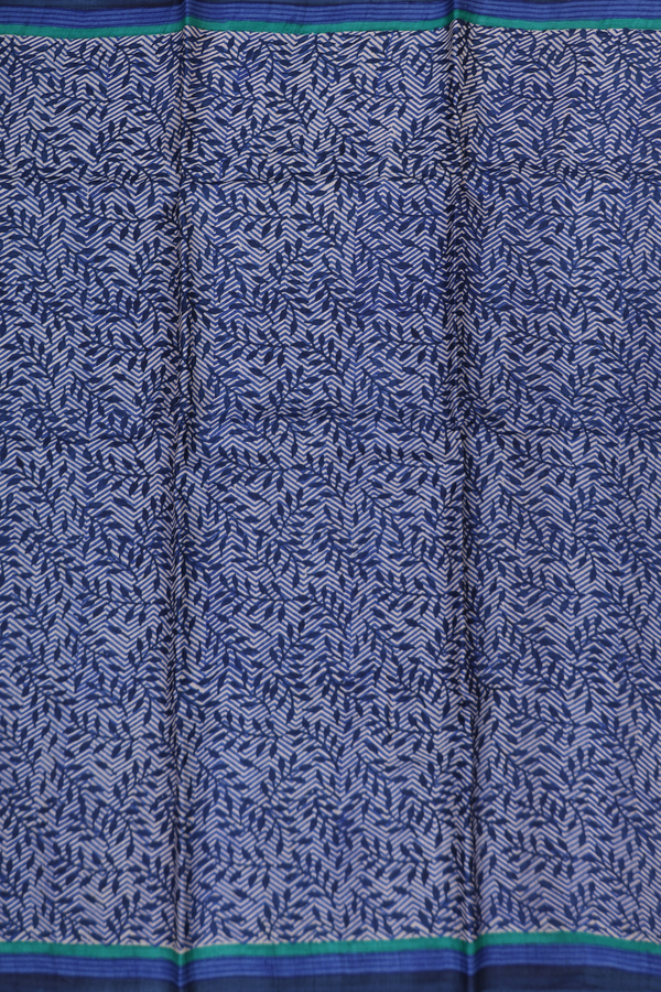 Tussar Silk Saree In Navy Blue With Printed Design