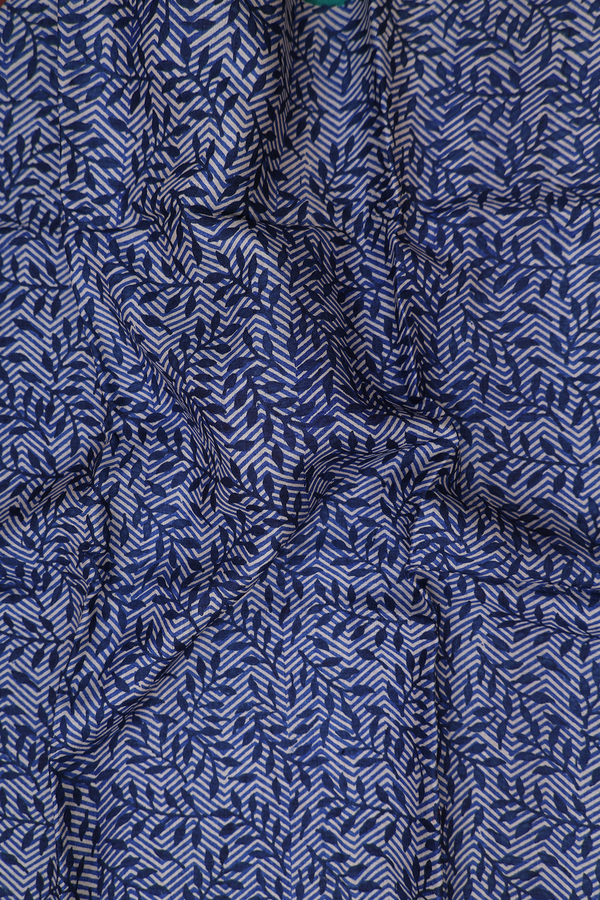 Tussar Silk Saree In Navy Blue With Printed Design