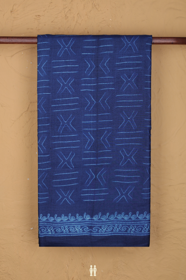 Tussar Silk Saree In Navy Blue With Shibori Design