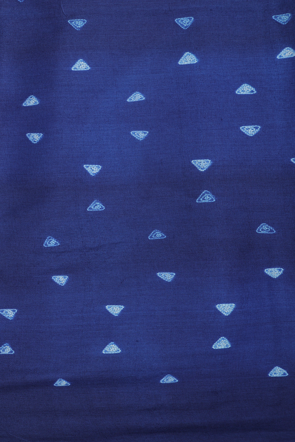Tussar Silk Saree In Navy Blue With Shibori Design