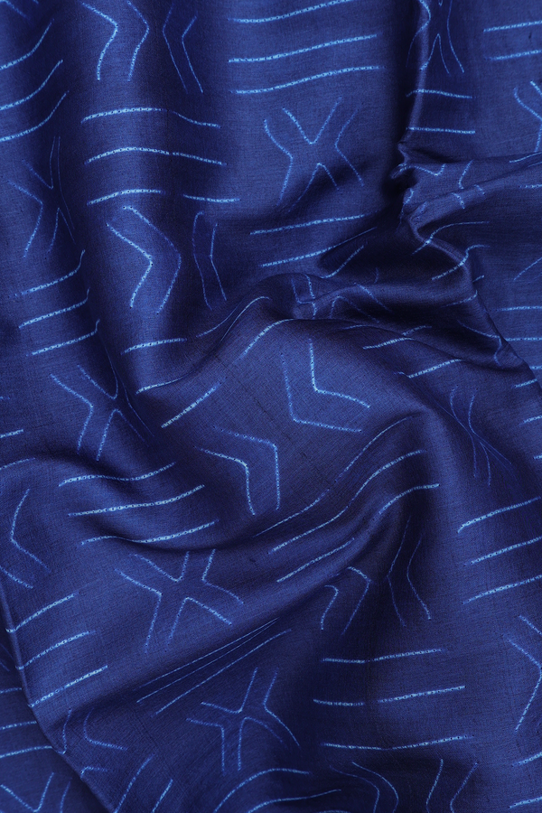Tussar Silk Saree In Navy Blue With Shibori Design