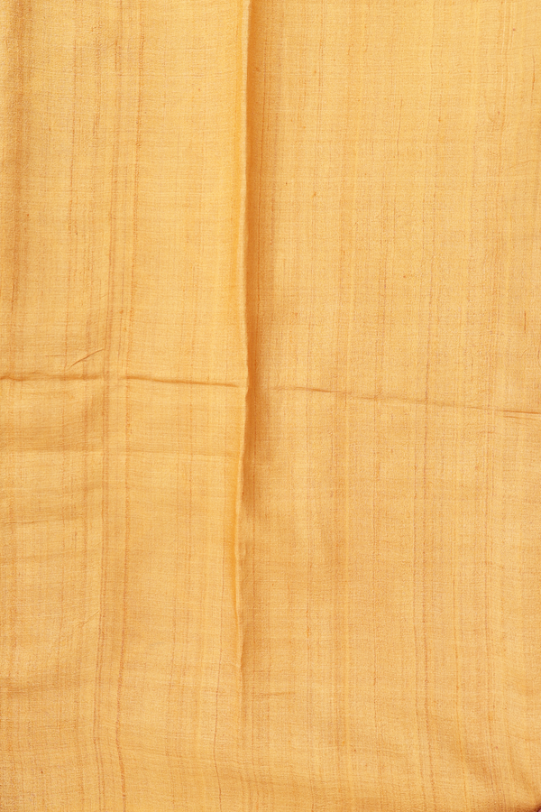 Tussar Silk Saree In Ochre Orange With Chevron Design