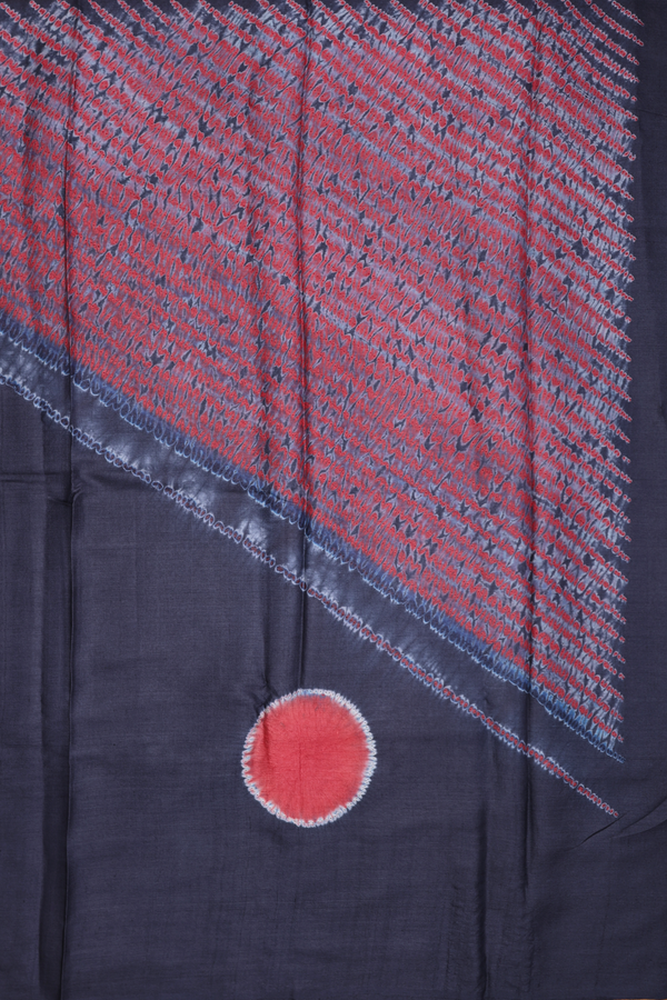 Tussar Silk Saree In Ochre Orange With Contrast Pallu