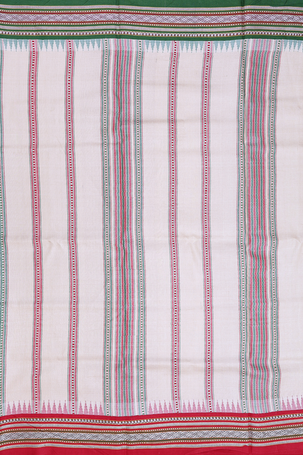 Tussar Silk Saree In Off White With Ganga Jamuna Border