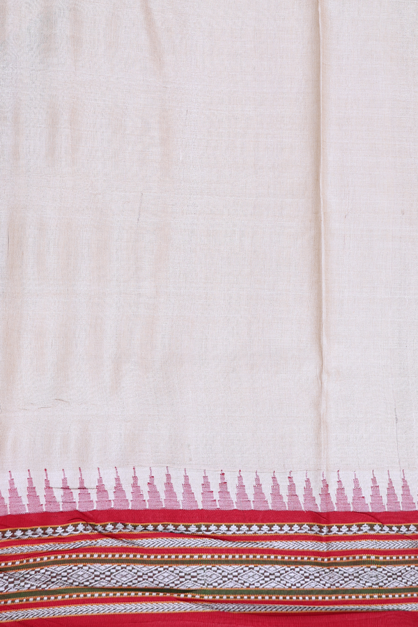 Tussar Silk Saree In Off White With Ganga Jamuna Border