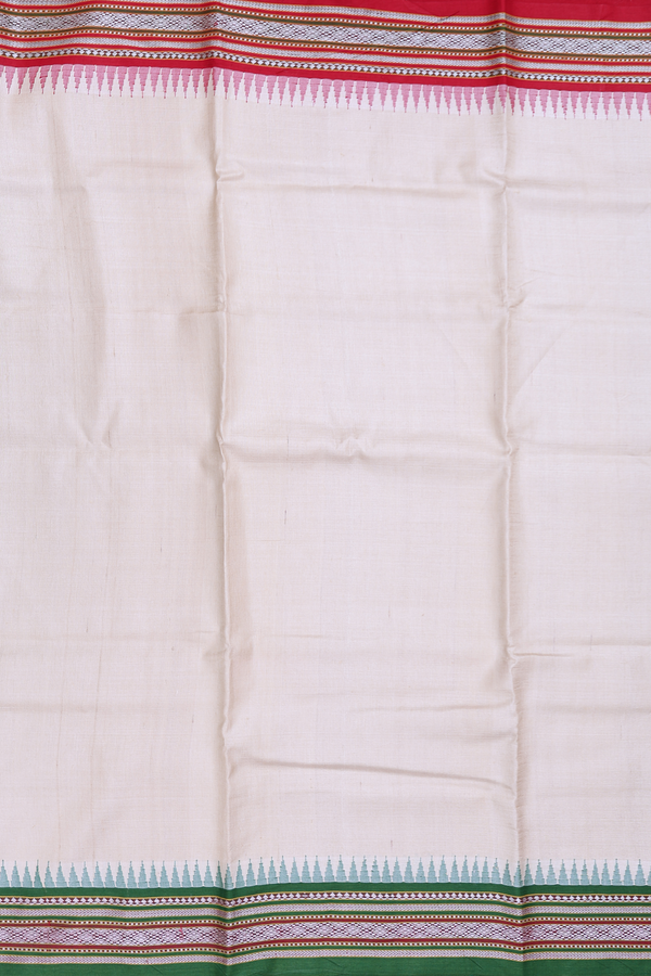Tussar Silk Saree In Off White With Ganga Jamuna Border