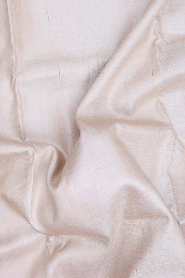 Tussar Silk Saree In Off White With Ganga Jamuna Border