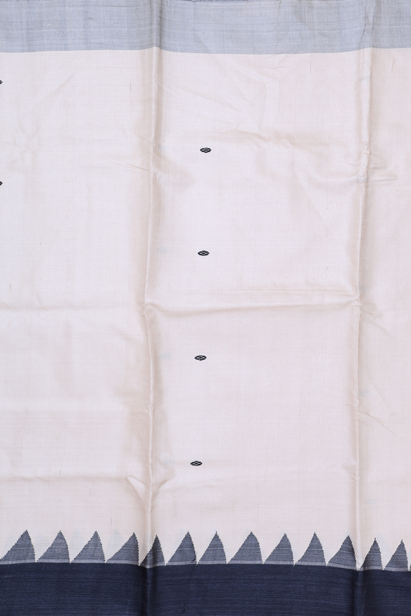 Tussar Silk Saree In Off White With Threadwork Buttas
