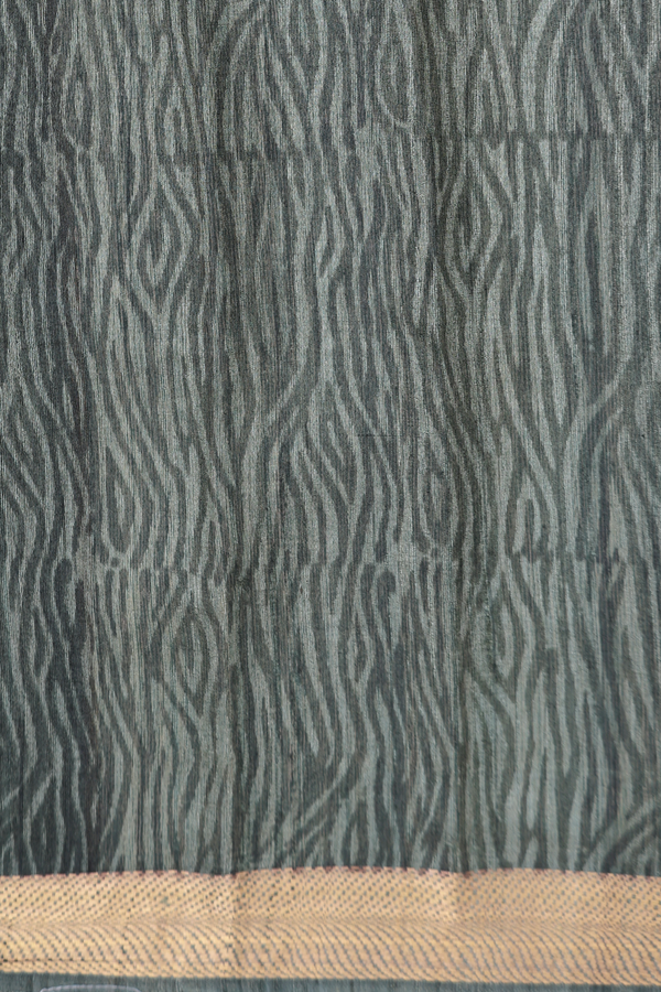 Tussar Silk Saree In Olive Green With Printed Design