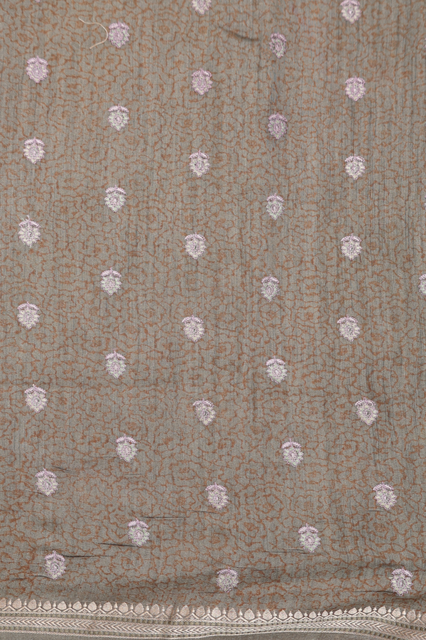 Tussar Silk Saree In Olive Green With Stripes Design