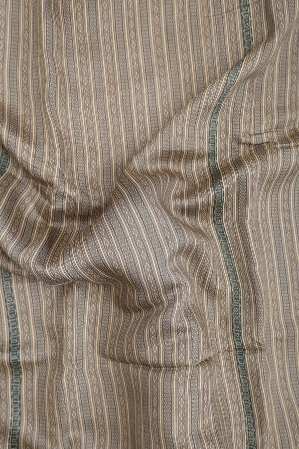Tussar Silk Saree In Olive Green With Stripes Design