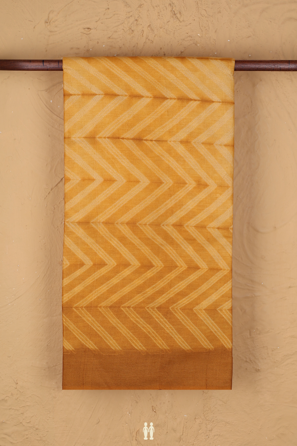 Tussar Silk Saree In Mango Yellow With Shibori Deisgn