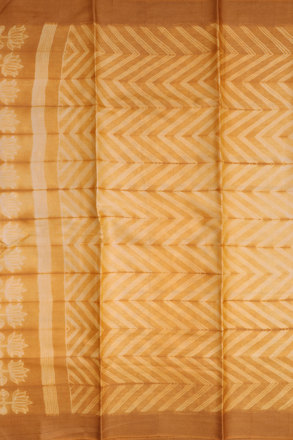 Tussar Silk Saree In Mango Yellow With Shibori Deisgn