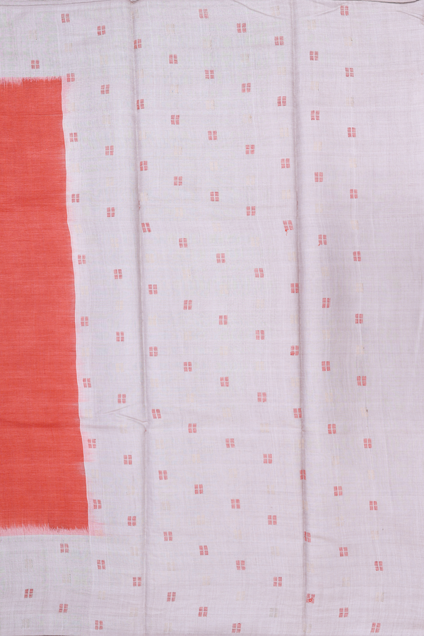 Tussar Silk Saree In Orange With Contrast Border