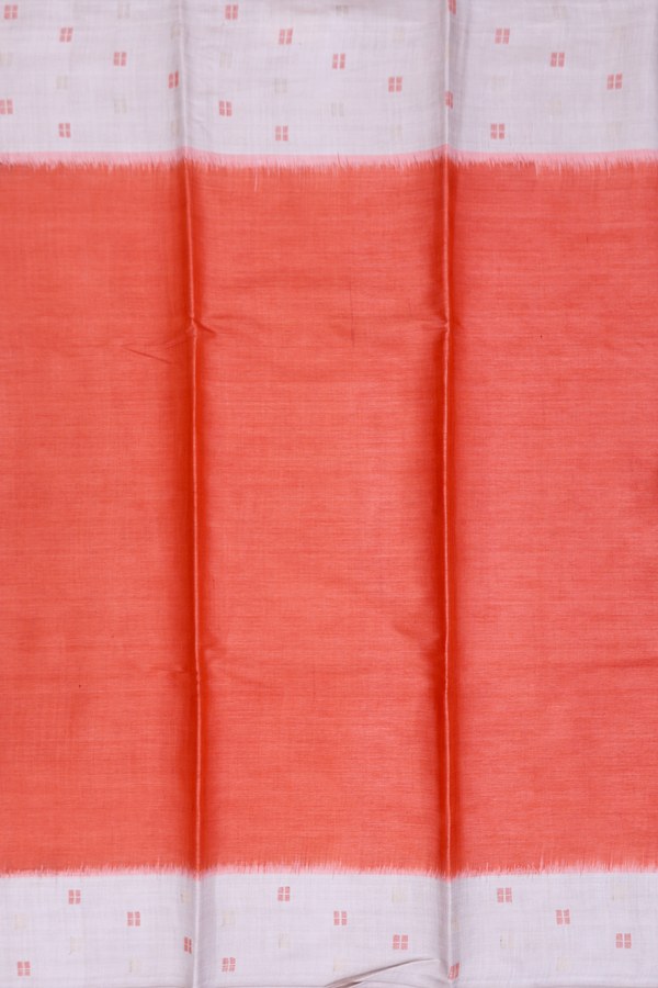Tussar Silk Saree In Orange With Contrast Border