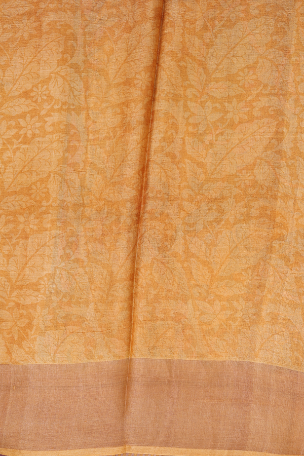 Tussar Silk Saree In Orange With Floral Design