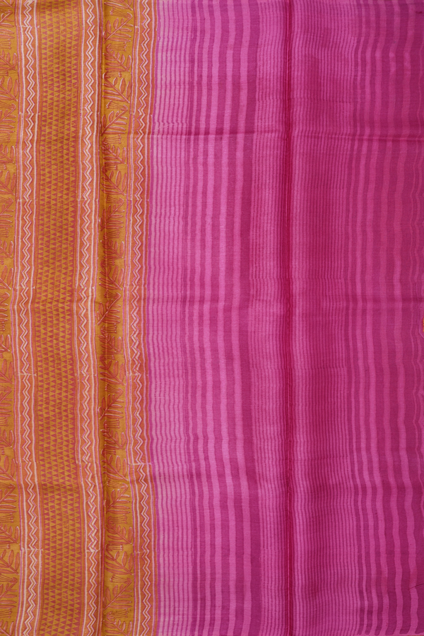 Tussar Silk Saree In Orange With Ogee Printed Design