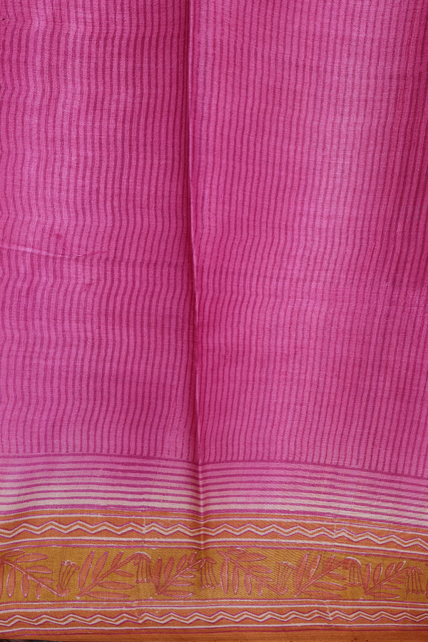 Tussar Silk Saree In Orange With Ogee Printed Design