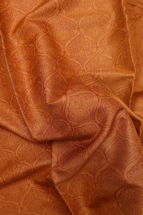 Tussar Silk Saree In Orange With Ogee Printed Design