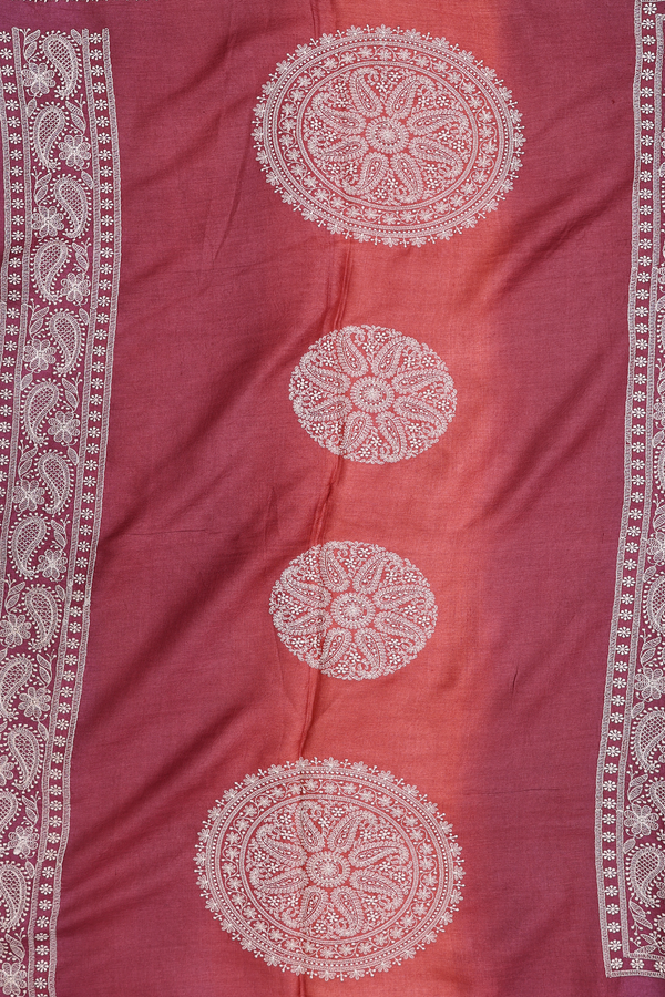 Tussar Silk Saree In Orange With Printed Design