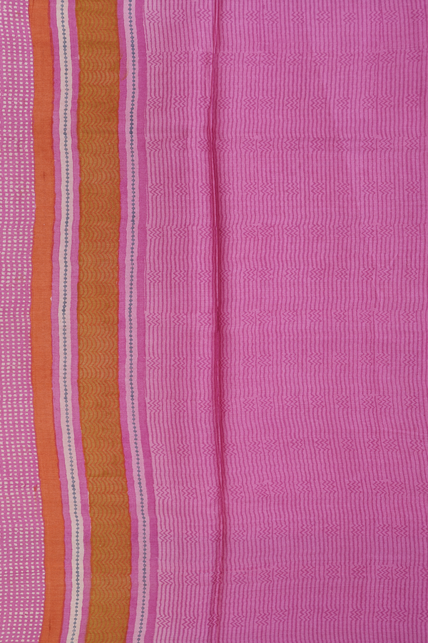 Tussar Silk Saree In Orange With Printed Design