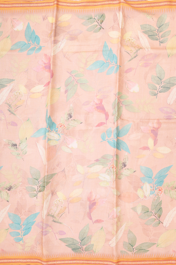 Tussar Silk Saree In Orange With Printed Design