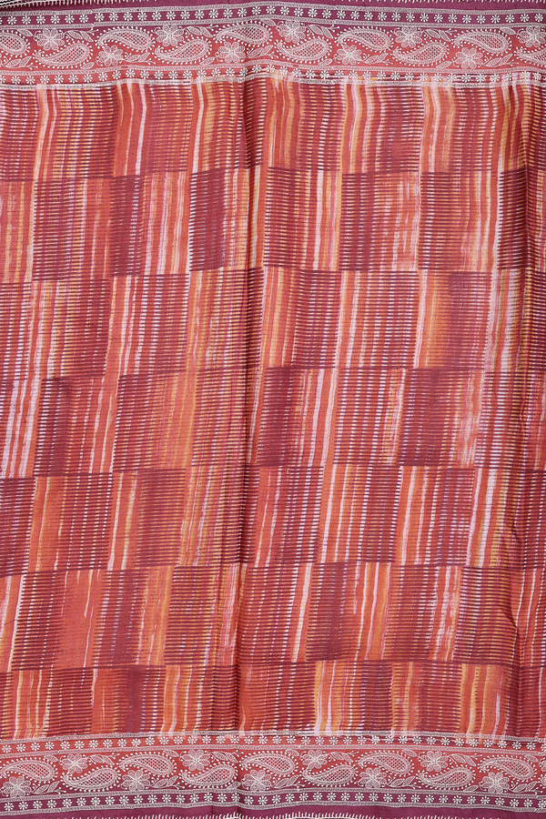 Tussar Silk Saree In Orange With Printed Design